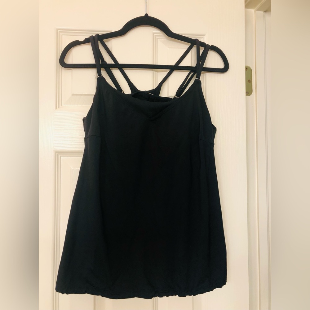 Athleta black razor back bra 36DD adjustable straps bathing suit top
